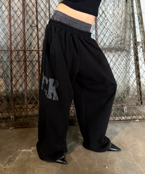 ROCKCAKE(ロックケーキ)の「RCK Layered Wide 2way Jogger - Black(スウェットパンツ・レディース・その他・X-SMALL/SMALL)」の1枚目の写真