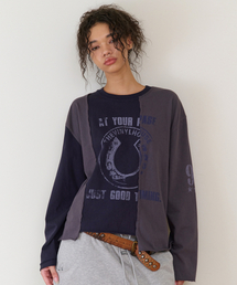 BLOCK UNBALANCE LS TEE(W) NAVY
