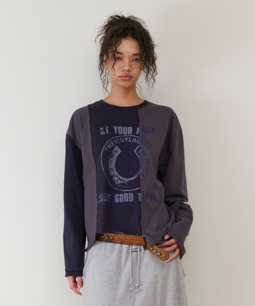 THEVINYLHOUSE(ザバイニルハウス)の「BLOCK UNBALANCE LS TEE(W) NAVY(Tシャツ/カットソー・レディース・その他・FREE)」の5枚目の写真