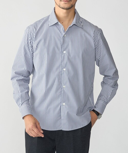 SHIPS(シップス)の「MADE IN JAPAN エステネージュ ワイドカラー シャツ(シャツ/ブラウス・メンズ・ネイビー/コバルトブルー・SMALL/MEDIUM/LARGE/X-LARGE)」の2枚目の写真