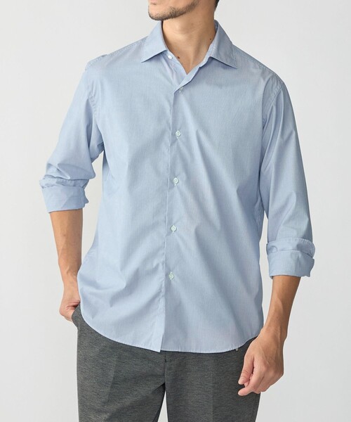 SHIPS(シップス)の「MADE IN JAPAN エステネージュ ワイドカラー シャツ(シャツ/ブラウス・メンズ・ネイビー/コバルトブルー・SMALL/MEDIUM/LARGE/X-LARGE)」の1枚目の写真
