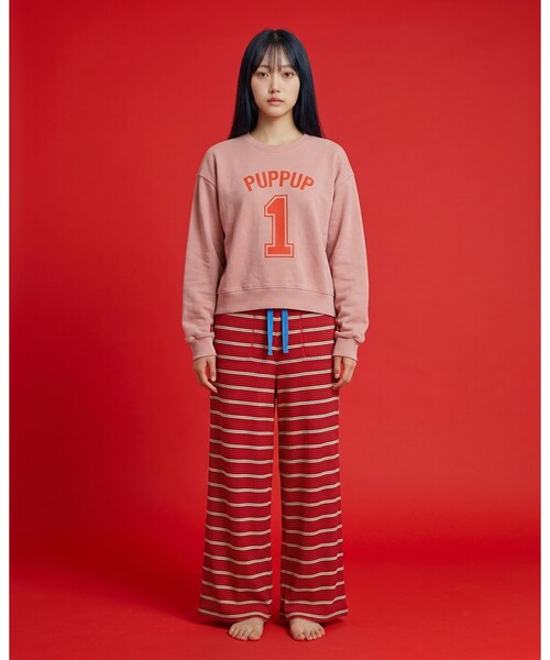 ALL NEW MART(オールニューマート)の「border easy pants / ボーダーイージーパンツ(その他パンツ・レディース・ライトブルー/レッド系1/カーキ・00)」の3枚目の写真