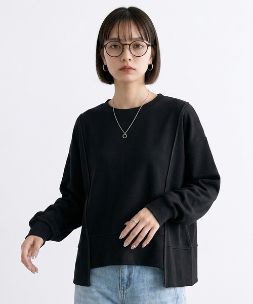 CRB(シーアールビー)の「バックジップ付デザイントップス(Tシャツ/カットソー・レディース・ブラック/オフホワイト/チャコール・F)」の8枚目の写真