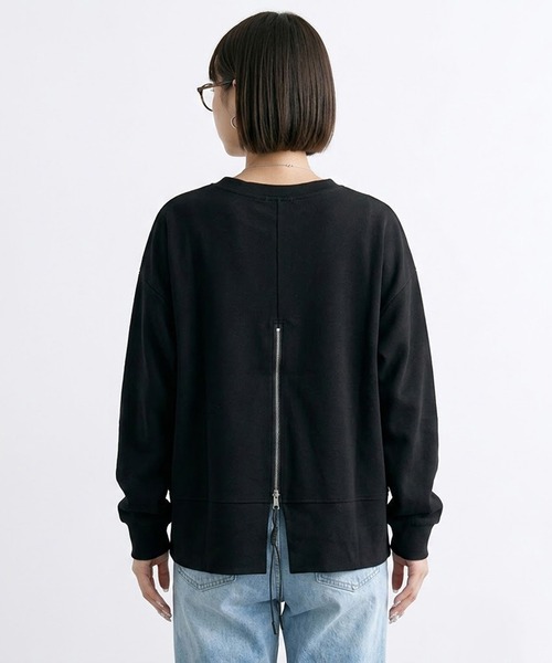CRB(シーアールビー)の「バックジップ付デザイントップス(Tシャツ/カットソー・レディース・ブラック/オフホワイト/チャコール・F)」の10枚目の写真