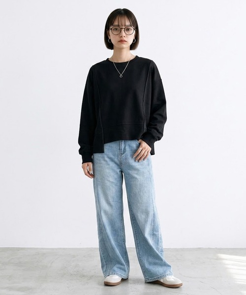 CRB(シーアールビー)の「バックジップ付デザイントップス(Tシャツ/カットソー・レディース・ブラック/オフホワイト/チャコール・F)」の11枚目の写真