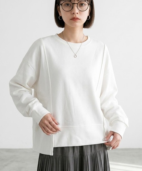 CRB(シーアールビー)の「バックジップ付デザイントップス(Tシャツ/カットソー・レディース・ブラック/オフホワイト/チャコール・F)」の12枚目の写真