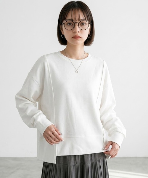 CRB(シーアールビー)の「バックジップ付デザイントップス(Tシャツ/カットソー・レディース・ブラック/オフホワイト/チャコール・F)」の13枚目の写真