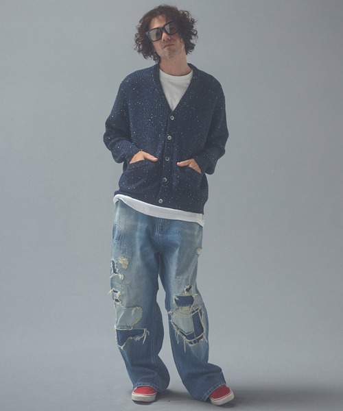 ADAM PATEK(アダムパテック)の「mp15540-repaired trace selvedge washed denim デニムパンツ(AP2628008)(デニムパンツ・メンズ・ホワイト/ブルー・1/2/3)」の6枚目の写真