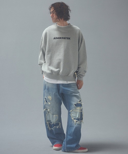 ADAM PATEK(アダムパテック)の「mp15540-repaired trace selvedge washed denim デニムパンツ(AP2628008)(デニムパンツ・メンズ・ホワイト/ブルー・1/2/3)」の7枚目の写真