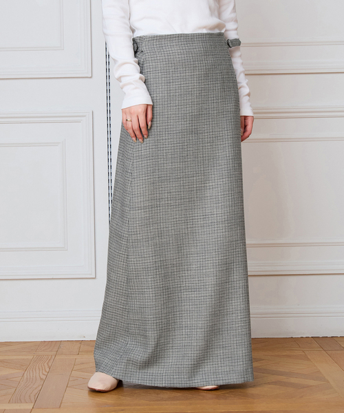 IENA LA BOUCLE(イエナラブークル)の「IENA LA BOUCLE ハウンドトゥースIラインマキシスカート(スカート・レディース・グレー・36/40/38)」の1枚目の写真