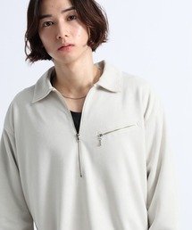CROPPED SUEDE HALF-ZIP PULLOVER/クロップドスウェードハーフジッププルオーバー
