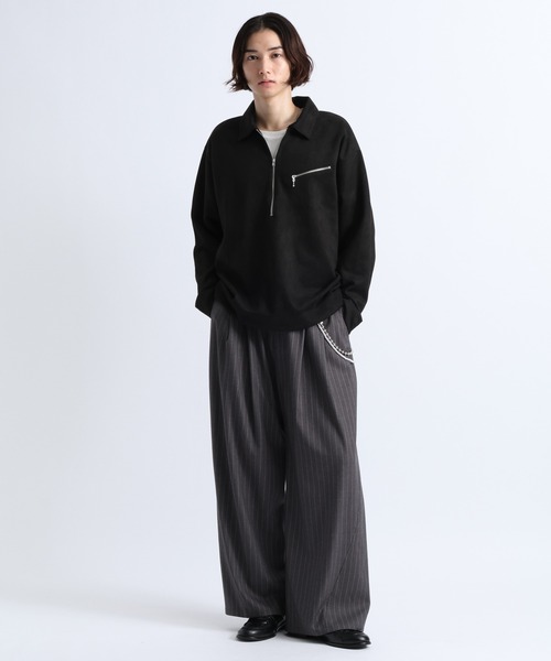 RAGEBLUE(レイジブルー)の「CROPPED SUEDE HALF-ZIP PULLOVER/クロップドスウェードハーフジッププルオーバー(Tシャツ/カットソー・メンズ・オフホワイト/ブラック/グレー・LARGE/MEDIUM)」の5枚目の写真