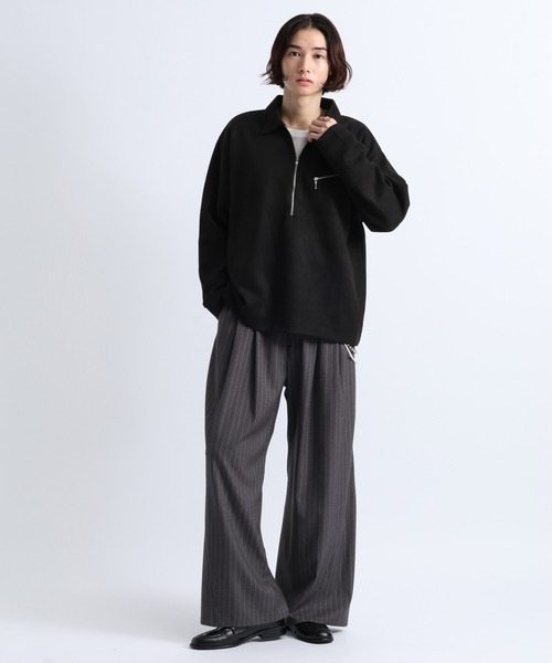 RAGEBLUE(レイジブルー)の「CROPPED SUEDE HALF-ZIP PULLOVER/クロップドスウェードハーフジッププルオーバー(Tシャツ/カットソー・メンズ・オフホワイト/ブラック/グレー・LARGE/MEDIUM)」の6枚目の写真