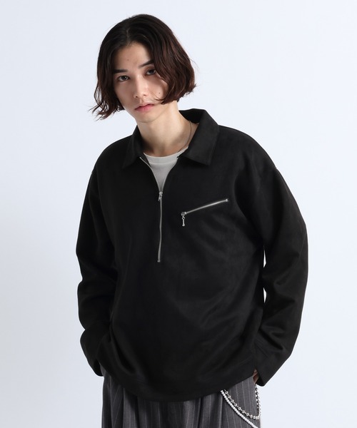 RAGEBLUE(レイジブルー)の「CROPPED SUEDE HALF-ZIP PULLOVER/クロップドスウェードハーフジッププルオーバー(Tシャツ/カットソー・メンズ・オフホワイト/ブラック/グレー・LARGE/MEDIUM)」の8枚目の写真