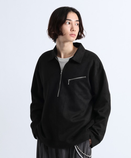 RAGEBLUE(レイジブルー)の「CROPPED SUEDE HALF-ZIP PULLOVER/クロップドスウェードハーフジッププルオーバー(Tシャツ/カットソー・メンズ・オフホワイト/ブラック/グレー・LARGE/MEDIUM)」の9枚目の写真