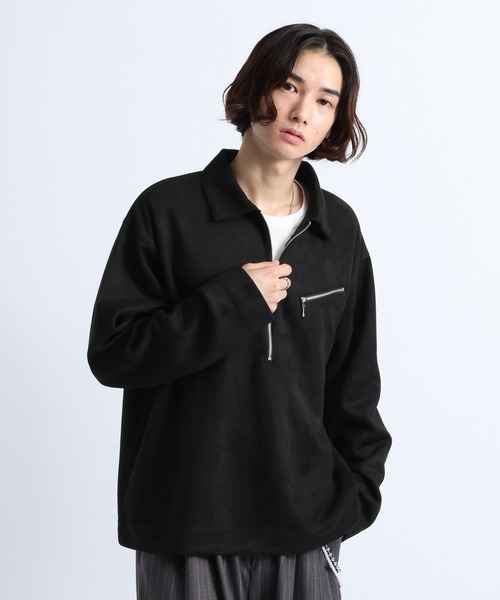 RAGEBLUE(レイジブルー)の「CROPPED SUEDE HALF-ZIP PULLOVER/クロップドスウェードハーフジッププルオーバー(Tシャツ/カットソー・メンズ・オフホワイト/ブラック/グレー・LARGE/MEDIUM)」の10枚目の写真