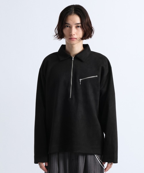 RAGEBLUE(レイジブルー)の「CROPPED SUEDE HALF-ZIP PULLOVER/クロップドスウェードハーフジッププルオーバー(Tシャツ/カットソー・メンズ・オフホワイト/ブラック/グレー・LARGE/MEDIUM)」の13枚目の写真