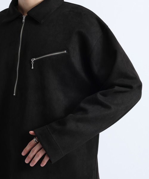RAGEBLUE(レイジブルー)の「CROPPED SUEDE HALF-ZIP PULLOVER/クロップドスウェードハーフジッププルオーバー(Tシャツ/カットソー・メンズ・オフホワイト/ブラック/グレー・LARGE/MEDIUM)」の18枚目の写真