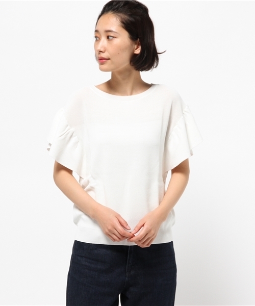 N.（N. Natural Beauty Basic）（エヌエヌナチュラルビューティーベーシック）の「アゼフレアスリーブニット（ニット/セーター・レディース・ネイビー/ホワイト/レッド/ブルー・MEDIUM）」の18枚目の写真