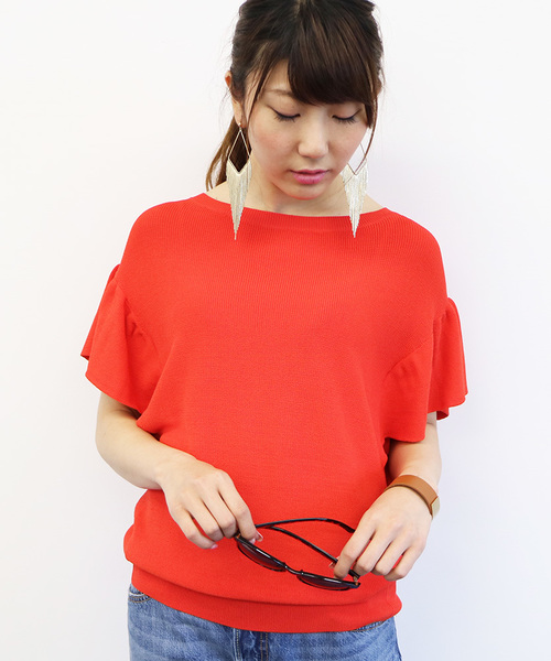 N.（N. Natural Beauty Basic）（エヌエヌナチュラルビューティーベーシック）の「アゼフレアスリーブニット（ニット/セーター・レディース・ネイビー/ホワイト/レッド/ブルー・MEDIUM）」の16枚目の写真