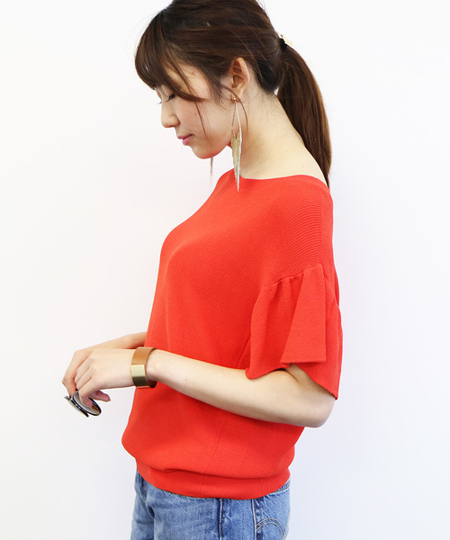 N.（N. Natural Beauty Basic）（エヌエヌナチュラルビューティーベーシック）の「アゼフレアスリーブニット（ニット/セーター・レディース・ネイビー/ホワイト/レッド/ブルー・MEDIUM）」の17枚目の写真