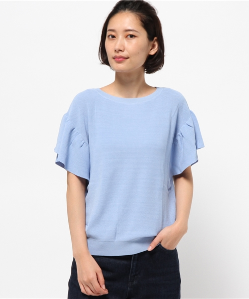 N.（N. Natural Beauty Basic）（エヌエヌナチュラルビューティーベーシック）の「アゼフレアスリーブニット（ニット/セーター・レディース・ネイビー/ホワイト/レッド/ブルー・MEDIUM）」の3枚目の写真