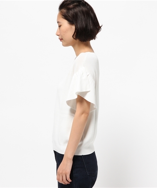 N.（N. Natural Beauty Basic）（エヌエヌナチュラルビューティーベーシック）の「アゼフレアスリーブニット（ニット/セーター・レディース・ネイビー/ホワイト/レッド/ブルー・MEDIUM）」の6枚目の写真