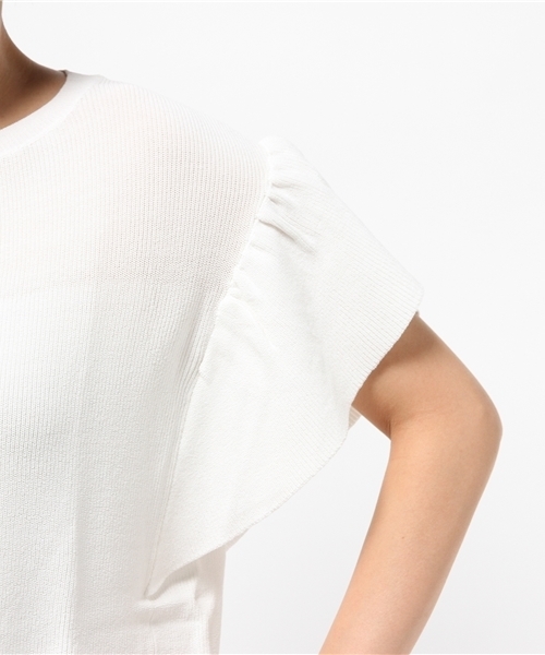 N.（N. Natural Beauty Basic）（エヌエヌナチュラルビューティーベーシック）の「アゼフレアスリーブニット（ニット/セーター・レディース・ネイビー/ホワイト/レッド/ブルー・MEDIUM）」の9枚目の写真