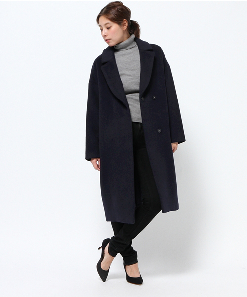 BLACK BY MOUSSY（ブラックバイマウジー）の「Double cocoon long coat（その他アウター・レディース・トップグレー/オフホワイト/ネイビー・1/2）」の10枚目の写真