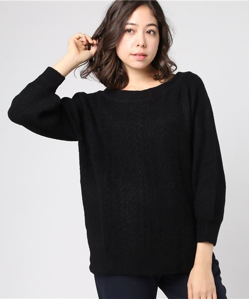 GeeRA(ジーラ)の「ふわもち2WAYケーブル編ニット(ニット/セーター・レディース・ブラック/オフホワイト/ブラウン系その他/ピンク/サックスブルー・SMALL/MEDIUM/LARGE/X-LARGE)」の3枚目の写真