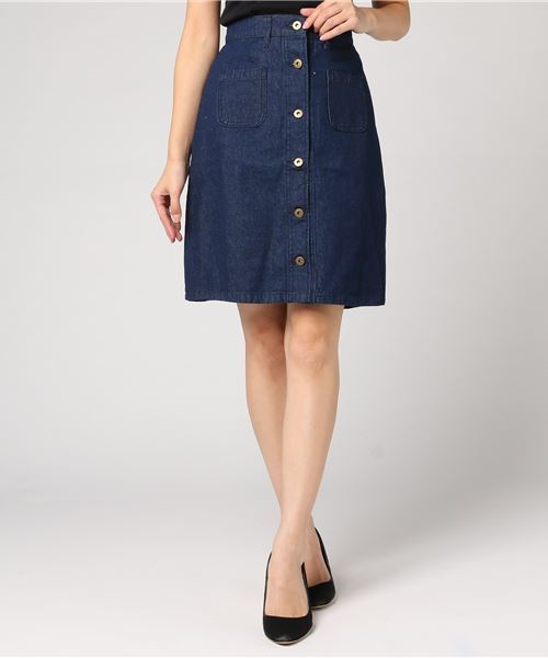 earth music&ecology（アースミュージックアンドエコロジー）の「・フロント釦デニムスカート（デニムスカート・レディース・インディゴブルー/ダークインディゴブルー・M/S）」の13枚目の写真