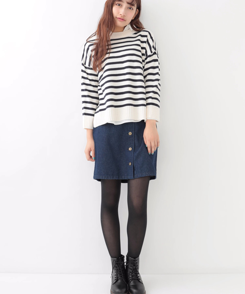 earth music&ecology（アースミュージックアンドエコロジー）の「・フロント釦デニムスカート（デニムスカート・レディース・インディゴブルー/ダークインディゴブルー・M/S）」の12枚目の写真