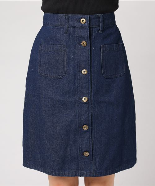 earth music&ecology（アースミュージックアンドエコロジー）の「・フロント釦デニムスカート（デニムスカート・レディース・インディゴブルー/ダークインディゴブルー・M/S）」の6枚目の写真