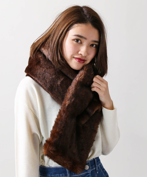 Wego ウィゴー の Wego ミックスファーティペット マフラー Wear