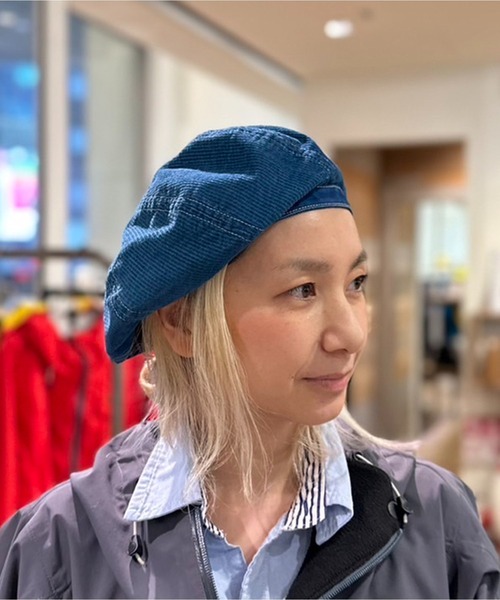 GREEN BOWL(グリーンボウル)の「GREEN BOWL Corduroy Beret/グリーンボウルコーデュロイベレー帽(ハンチング/ベレー帽)」|ブルー