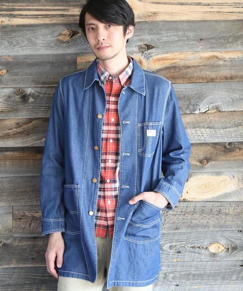 coen（コーエン）の「SMITH(スミス)別注ウォッシュデニムショップコート（ステンカラーコート・メンズ・コバルトブルー・X-LARGE/MEDIUM/LARGE/SMALL）」の11枚目の写真