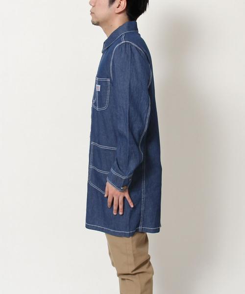 coen（コーエン）の「SMITH(スミス)別注ウォッシュデニムショップコート（ステンカラーコート・メンズ・コバルトブルー・X-LARGE/MEDIUM/LARGE/SMALL）」の9枚目の写真