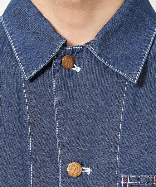 coen（コーエン）の「SMITH(スミス)別注ウォッシュデニムショップコート（ステンカラーコート・メンズ・コバルトブルー・X-LARGE/MEDIUM/LARGE/SMALL）」の16枚目の写真
