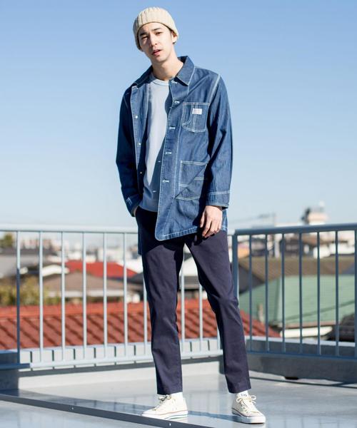 coen（コーエン）の「SMITH(スミス)別注ウォッシュデニムショップコート（ステンカラーコート・メンズ・コバルトブルー・X-LARGE/MEDIUM/LARGE/SMALL）」の2枚目の写真