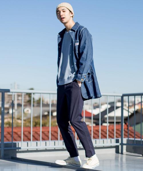 coen（コーエン）の「SMITH(スミス)別注ウォッシュデニムショップコート（ステンカラーコート・メンズ・コバルトブルー・X-LARGE/MEDIUM/LARGE/SMALL）」の21枚目の写真