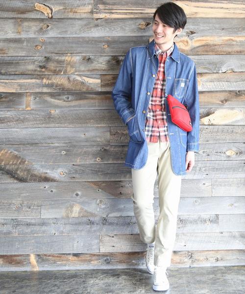 coen（コーエン）の「SMITH(スミス)別注ウォッシュデニムショップコート（ステンカラーコート・メンズ・コバルトブルー・X-LARGE/MEDIUM/LARGE/SMALL）」の19枚目の写真