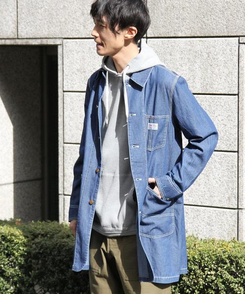 coen（コーエン）の「SMITH(スミス)別注ウォッシュデニムショップコート（ステンカラーコート・メンズ・コバルトブルー・X-LARGE/MEDIUM/LARGE/SMALL）」の22枚目の写真