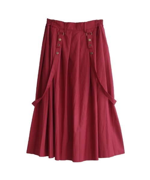 osharewalker（オシャレウォーカー）の「『サス付きプリーツスカート』（スカート・レディース・グリーン/グレー/ブラック/レッド/ベージュ/ライトグレー・FREE）」の6枚目の写真