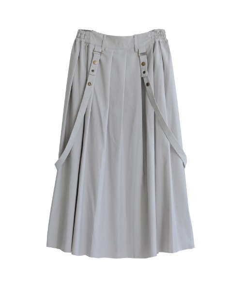 osharewalker（オシャレウォーカー）の「『サス付きプリーツスカート』（スカート・レディース・グリーン/グレー/ブラック/レッド/ベージュ/ライトグレー・FREE）」の3枚目の写真