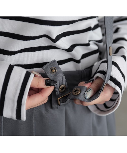 osharewalker（オシャレウォーカー）の「『サス付きプリーツスカート』（スカート・レディース・グリーン/グレー/ブラック/レッド/ベージュ/ライトグレー・FREE）」の17枚目の写真