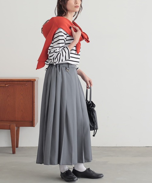 osharewalker（オシャレウォーカー）の「『サス付きプリーツスカート』（スカート・レディース・グリーン/グレー/ブラック/レッド/ベージュ/ライトグレー・FREE）」の13枚目の写真