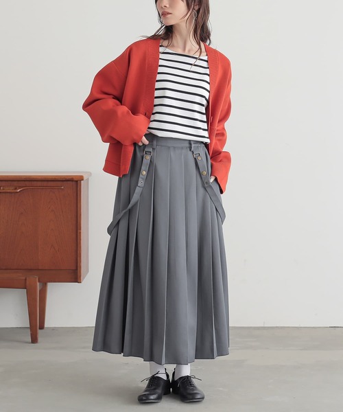 osharewalker（オシャレウォーカー）の「『サス付きプリーツスカート』（スカート・レディース・グリーン/グレー/ブラック/レッド/ベージュ/ライトグレー・FREE）」の14枚目の写真
