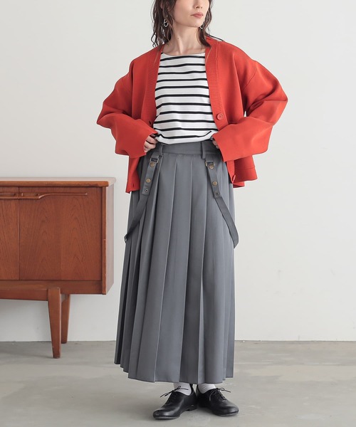 osharewalker（オシャレウォーカー）の「『サス付きプリーツスカート』（スカート・レディース・グリーン/グレー/ブラック/レッド/ベージュ/ライトグレー・FREE）」の16枚目の写真