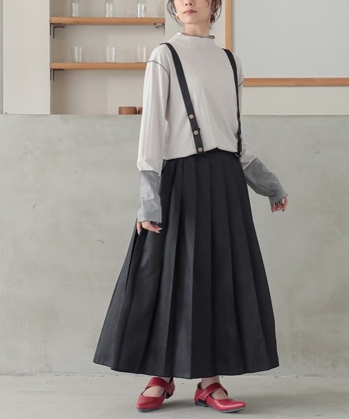 osharewalker（オシャレウォーカー）の「『サス付きプリーツスカート』（スカート・レディース・グリーン/グレー/ブラック/レッド/ベージュ/ライトグレー・FREE）」の22枚目の写真