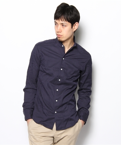 STONE  16SS S/SスタンドカラーシャツNavy/XL GAP（ギャップ）の「スタンドカラー シャツ（シャツ/ブラウス